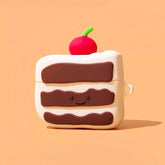 3″ Brown Silicone AirPods Case - Cute Cherry Chocolate Cake Theme